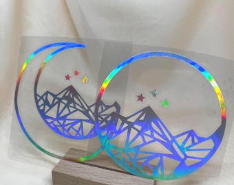 Holographic ACOTAR Mountain Star Moon Sticker Decals Fan Art Rhysand Feyre Court of Thornes & Roses Book Series Color Shifting Cute Fun Gift