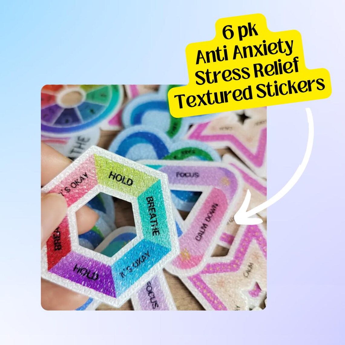 6pk Calming Sensory Sticker Set Anxiety Reduction Stress Relief ...