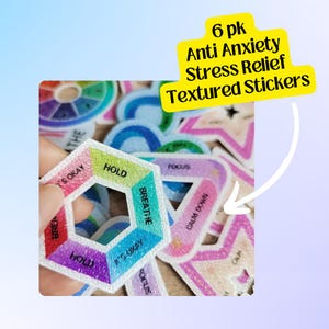 Juego de 6 pegatinas sensoriales calmantes para reducir la ansiedad, aliviar el estrés, pegatinas texturizadas, cuidado personal, aprendizaje, salud mental, tiras antiestrés para relajar a los niños