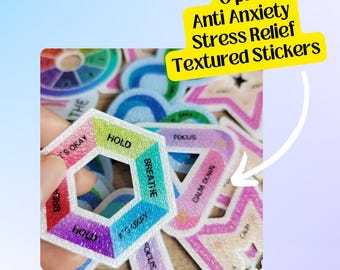 6pk Calming Sensory Sticker Set Anxiety Reduction Stress Relief Textured Stickers Self Care Learning Mental Health Fidget Strips Relax Kids