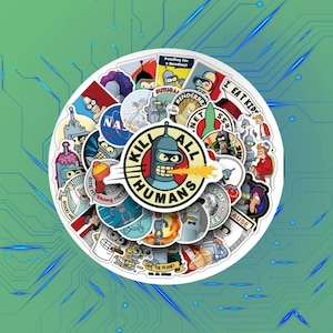 Juego de pegatinas futuristas de Futurama, variedad de vinilos, resistentes al agua, para decorar álbumes de recortes, portátiles, diarios, manualidades escolares, dobladores de botellas y teléfonos, estilo graffiti