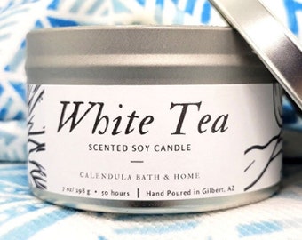 White Tea Scented Soy Wax Container Candle | Travel Tin
