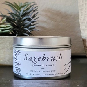 Sagebrush Scented Soy Wax Container Candle | Travel Tin