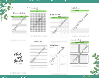 Regalo imprimible para planificador de jardines y plantas de interior y exterior para organizar, registrar, rastrear y presupuestar