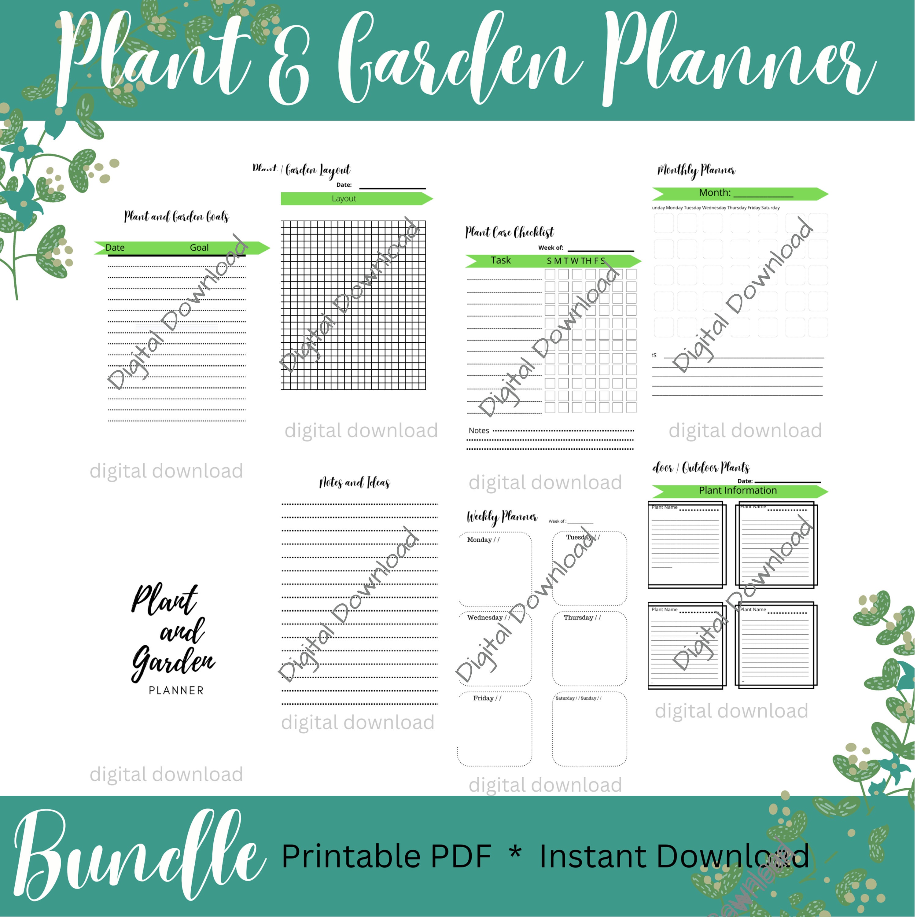 Printable Indoor Outdoor Plant and Garden Planner Gift for Organizing ...