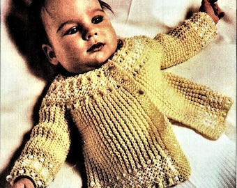 Modèle de tricot pour bébé, veste de matinée bidirectionnelle, taille de poitrine de 18 à 20 pouces, fil ou laine 4 plis, téléchargement instantané pdf