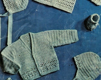 Baby Häkelanleitung, Strickjacke, Mütze, Schühchen, Größe 45 bis 50 cm Brustumfang, 4-fädig Garn oder Wolle, Instant Download pdf