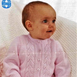 Baby Knitting Pattern, Pink Cardigan, Size 18 to 21 Inch Chest, 4 Ply Yarn or Wool, Instant Download pdf