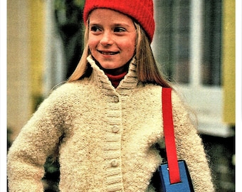 Childs Knitting Pattern, Aran Jacket, Size 26 to 30 Inch Chest, Aran Yarn or Wool, Instant Download pdf