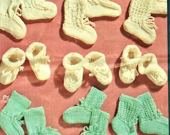 Baby Knitting Pattern, Baby Bootees, 3 ply Yarn or Wool, Instant Download pdf