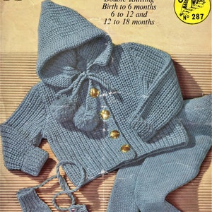 Baby Knitting Pattern, Pram Suit, Size 20 to 24 Inch Chest, Double Knitting Yarn or Wool, Instant Download pdf, Babies