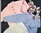 Nearly Free Baby Cardigan Knitting Pattern, Size 19 to 21 Inch Chest, Double Knitting Yarn or Wool, Instant Download pdf, Three Cardigans