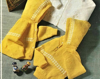 Baby Knitting Pattern, Hooded Jumper, Jacket, Collared Cardigan, Size 18 to 24 Inch Chest, Double Knitting 8 ply DK, PDF