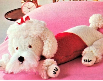 Knitting Pattern, Poodle Pyjama Case, Double Knitting Yarn or Wool, Instant Download pdf, Doll Night Case