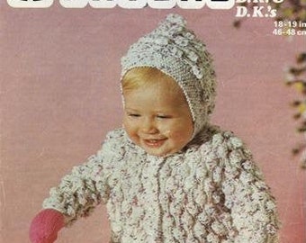 Baby Jacket, Pixie Hat, Mitts, and Leggings Knitting Pattern, Size 18 and 19 Inch Chest, Double Knitting, Instant Download pdf