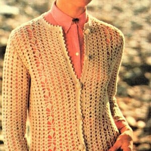 Womens Crochet Cardigan Pattern, Instant Download pdf, Size 33 to 39 Inch Bust, 3.5 ISR Crochet Hook, Ladies Crochet Cardigan Pattern