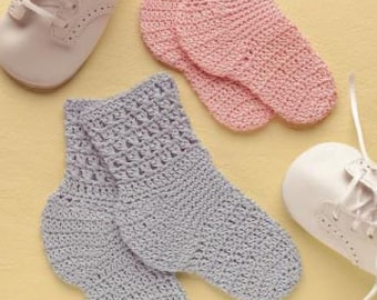 Baby Sock Crochet Pattern, Instant Download pdf, 3.5 inch sole, Size 10 Crochet Cotton, Cute Baby Socks to Crochet, Baby shoes