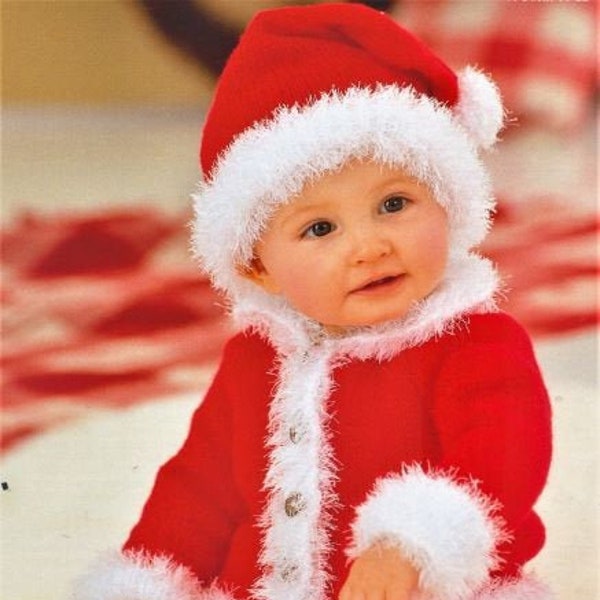 Baby Knitting Pattern, Santa Suit, Size 16 to 22 Inch Chest, Double knitting Yarn or Wool, Instant Download pdf