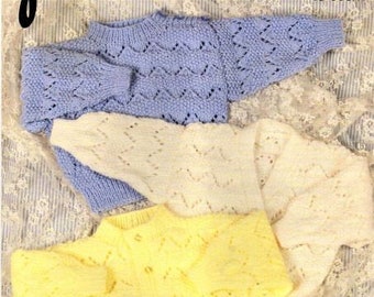 Baby Toddler Knitting Pattern, Size 18 to 26 Inch Chest, Double Knitting Yarn or Wool, Instant Download pdf, Lace Cardigan