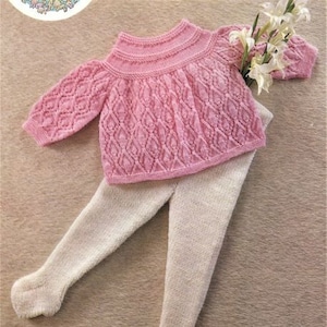 Baby Angel Top and Tights Knitting Pattern, Instant Download PDF, Vintage Baby, Chest 18 to 20 Inch in 4 ply, Babies Knitting