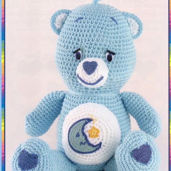 US Care Bears Crochet Pattern Book, Instant Download PDF, 14 Inches Tall, Medium Worsted Weight Yarn, Bedspread Weight Cotton
