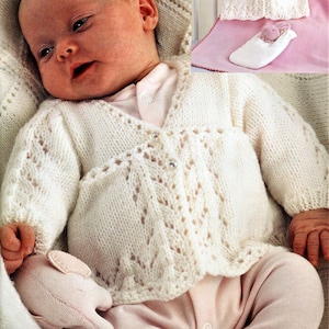 Baby Strickmuster, Matinee Mantel, Größe 10 bis 16 Inch, Doppelstrickmuster oder Wolle, Sofort Download pdf