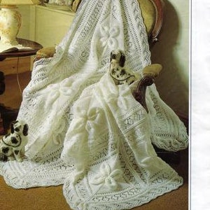 Shawl and Cot Blanket Knitting Pattern for baby, Instant Download PDF, Double Knitting Yarn or Wool. Instant Download pdf