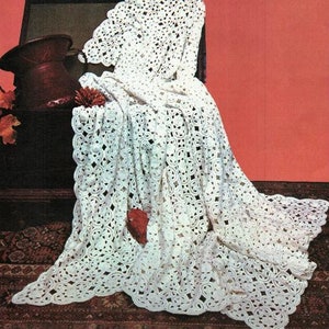 Patrón de colcha de crochet de encaje irlandés, descarga instantánea en PDF, hazla tan grande o pequeña como necesites, crochet en cuadrados, colcha, manta