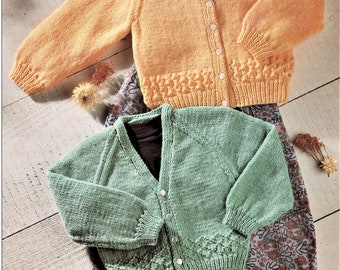 Baby Knitting Pattern, Cardigan, Size 20 to 22 Inch Chest, Double Knitting Yarn or Wool, Instant Download pdf, V or Round Neck