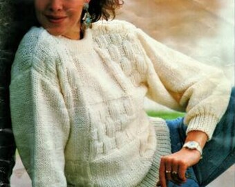 Womens Knitting Pattern 12 Ply Jumper 