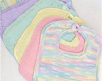 Baby Knitting Pattern, Bibs and Bootees, Instant Download pdf, Size Newborn to 6 Months, 4.5 Knitting Needles Infants shoes