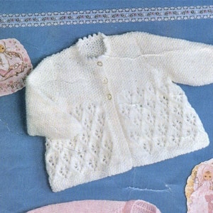 Baby Knitting Pattern, Matinee Jacket, Size 18 to 20 Inch Chest, Double Knitting Yarn or Wool, Instant Download pdf image 2