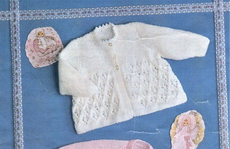 Baby Knitting Pattern, Matinee Jacket, Size 18 to 20 Inch Chest, Double Knitting Yarn or Wool, Instant Download pdf image 2
