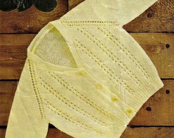 Cardigan pour bébé, modèle de tricot, taille 19 à 21 pouces de poitrine, 3 plis, 4 plis et Quickerknit, téléchargement instantané pdf