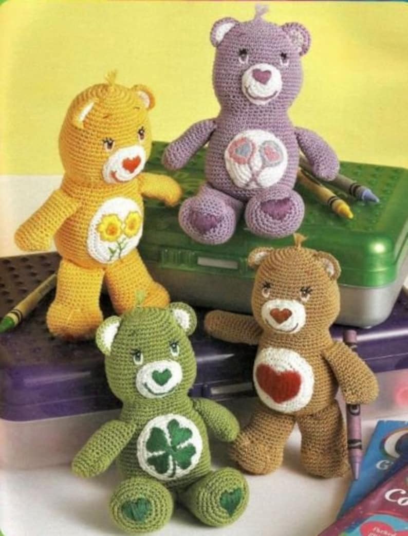 Nearly Free US Care Bears Crochet Pattern Book Miniature Etsy