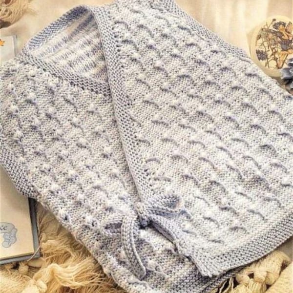 Baby Weste Strickmuster, Sofort Download pdf, Größe 44, 40 und 18 Zoll Brust, 4 lagige Baumwolle, Baby Weste Strickmuster