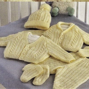 Baby Knitting Pattern, Size 0 to 6 months, Premature Size included, Instant Download PDF, 4 ply Pram Set for Baby, Infants Set image 2