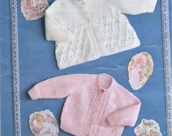 Modèle de tricot pour bébé, veste matinée, taille 18 à 20 pouces de poitrine, fil à tricoter double ou laine, téléchargement instantané pdf