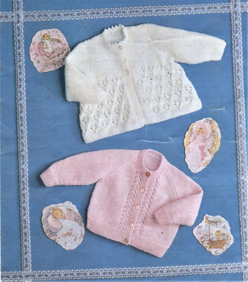 Baby Knitting Pattern, Matinee Jacket, Size 18 to 20 Inch Chest, Double Knitting Yarn or Wool, Instant Download pdf image 1