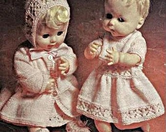 Doll Clothes Knitting Pattern, Instant Download PDF, 14 to 20 Inch Doll, 3 ply Yarn or Wool