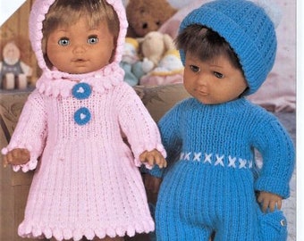 Doll Knitting Pattern, Girls Outfit and Boys Outfit, Doll Height 12 to 22 Inch, Double Knitting Yarn or Wool, Instant Download