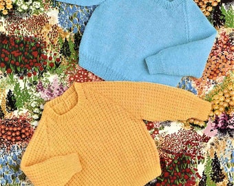 Modèle de tricot pour bébé, pull, taille 19 à 21 pouces de poitrine, double fil à tricoter ou laine, téléchargement immédiat pdf