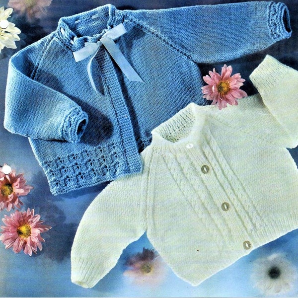 Baby Knitting Pattern, Cardigan, Size 18 to 24 Inch Chest, 4 ply Yarn or Wool, Instant Download pdf, Cardigans for babies