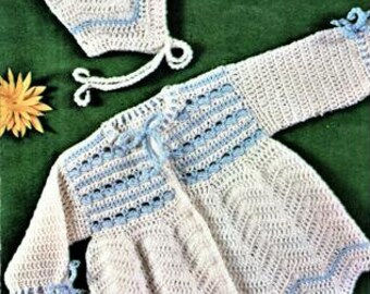 Babies Crochet Pattern, Jacket and Helmet, Size Birth to 6 Months, 3 Ply Yarn or Wol, Baby crochet coat and hat