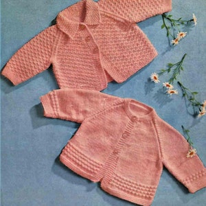 Baby Knitting Pattern, Matinee Jacket, Size 18 to 22 Inch Chest, Double Knitting Yarn or Wool, Instant Download pdf