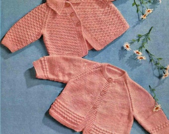 Baby Knitting Pattern, Matinee Jacket, Size 18 to 22 Inch Chest, Double Knitting Yarn or Wool, Instant Download pdf