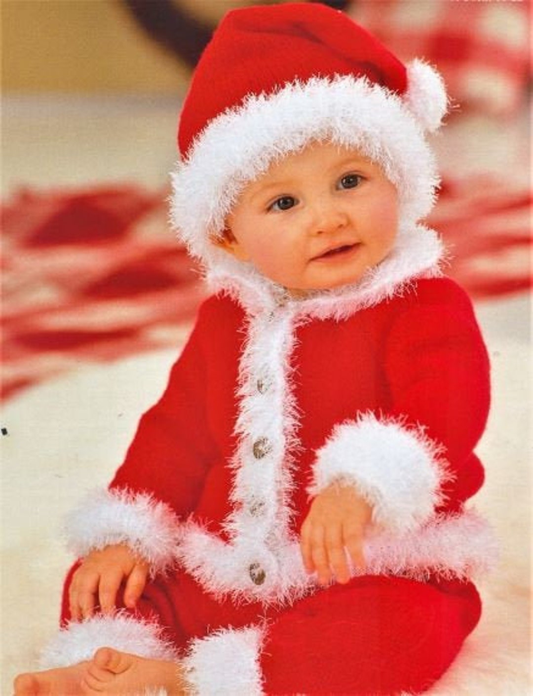 Baby Knitting Pattern, Santa Suit, Size 16 to 22 Inch Chest, Double ...