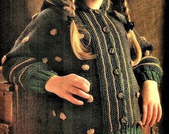 Knitting Pattern Kids Jacket or Anorak, Size 22 to 26 Inc Chest, Double Knitting Yarn, Instant Download pdf, Kids Anorak