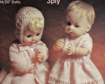 Doll Clothes Knitting Pattern, Instant Download PDF, 14 to 20 Inch Doll, 3 ply Yarn or Wool