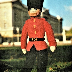 Knitted Toy Pattern, Soldier, Measures 19.25 Inches tall, Double Knitting Yarn or Wool, Instant Download PDF